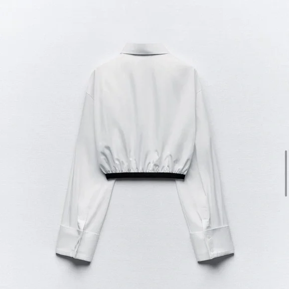 Zara Preowned Cropped Gabardine Shirt Size S White - Picture 5 of 9